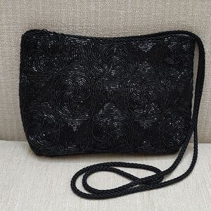 Andre Cellini Black Beaded Special Occasion Shoulder Bag Vintage